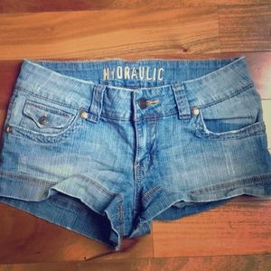 Light Wash Distressed Jean Shorts